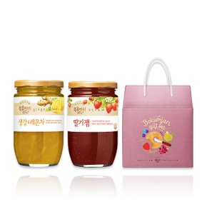 실속형선물세트 생강레몬차500g+딸기잼500g