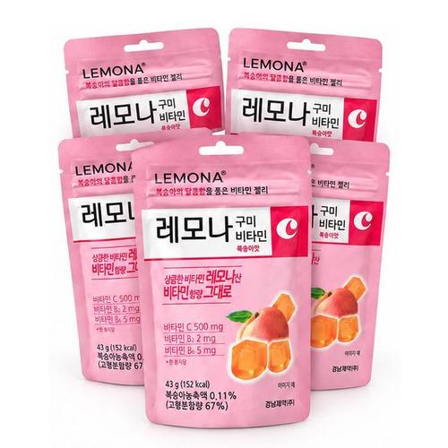 경남제약 레모나 구미 비타민 복숭아맛 5봉 키즈 비타민C 비타젤리 D(1)