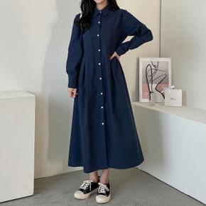 스타 맞주름 오픈 셔츠원피스_P300410456