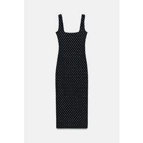 ZARA 자라 질감 패턴과 물방울 미디 원피스 5039 822 064