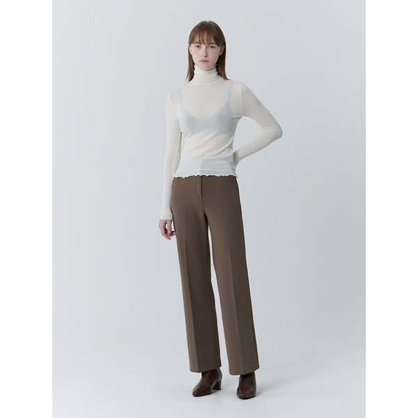 Semi Wide Hidden Banding Slacks (Brown)