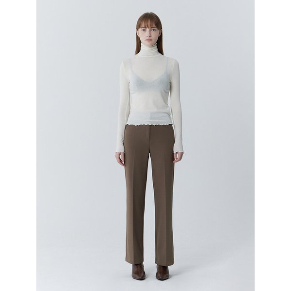 Semi Wide Hidden Banding Slacks (Brown)