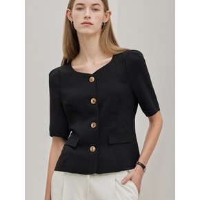 Short Sleeve Jacket Blouse_Black