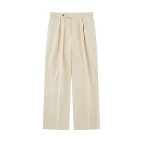 [Easy line] Herringbone cotton Wide Pants (ECRU)