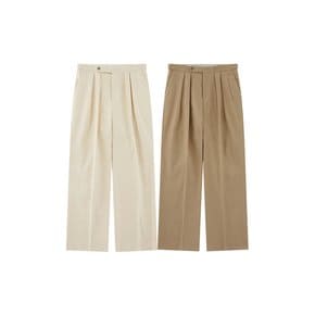 [Easy line] Herringbone cotton Wide Pants (ECRU)