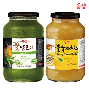  꽃샘 꿀 알로에차 1KG +꿀 유자차S 1KG (과일청)