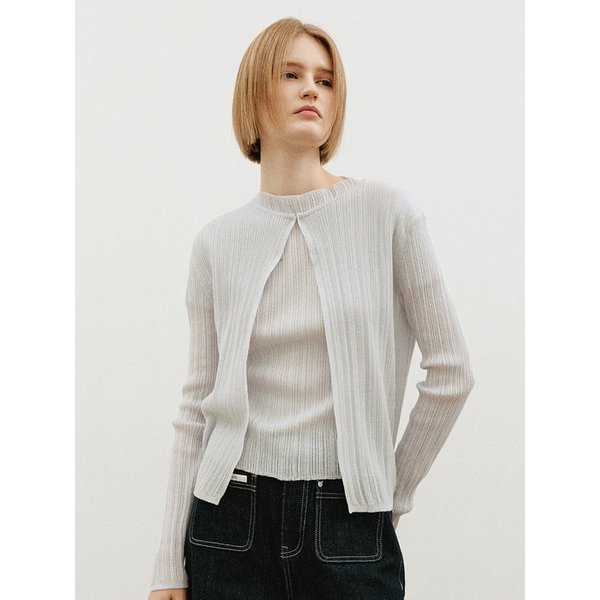 코튼 후크 립 가디건_LIGHT GREY