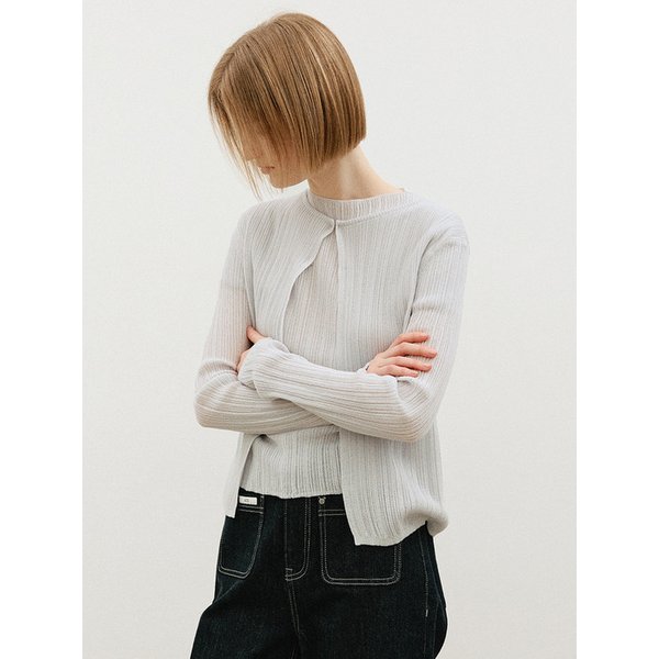 코튼 후크 립 가디건_LIGHT GREY