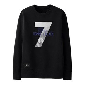 / L~4XL 남녀공용 기모맨투맨 옴므7 블랙