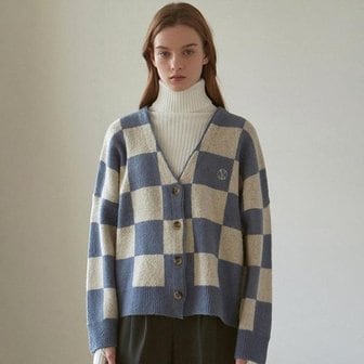 얀13 [얀써틴] CHECKER BOARD CARDIGAN_BLUE[A]