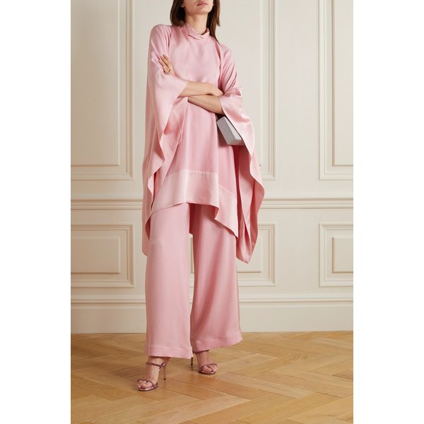 톨러 마르모 팜 비치 새틴 트리밍 크레이프 와이드 레그 팬츠 31840166392381504