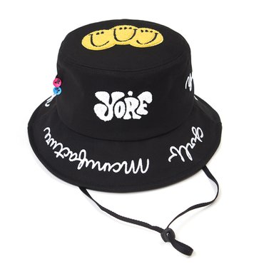 욜프 TWILL BUCKET HAT TRIPLE SMILE BLACK 욜프 트윌버킷 트리플스마일 블랙