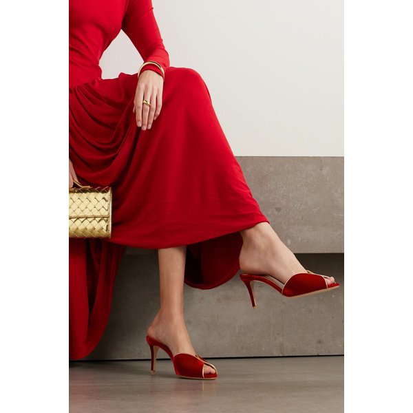 70 가죽 트리밍 벨벳 뮬 46376663162939352