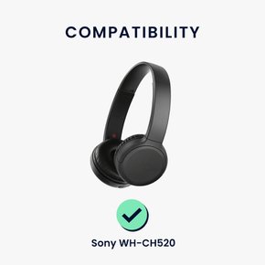 kwmobile 2x 헤드폰 커버 대응: Sony WH-CH520 교환용 이어 패드 - 쿠션 PU 레더 블랙