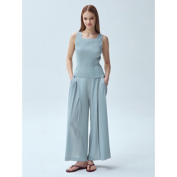 새틴 앞 핀턱 플리츠 와이드 팬츠_2colors