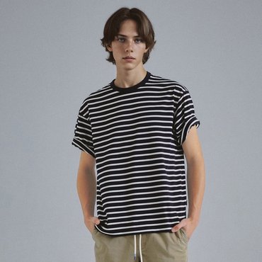 후아유 Stripe Short Sleeve T-shirt  WHRSF3791U