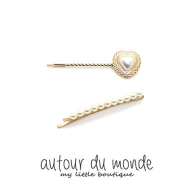 heart pearl hairpin set