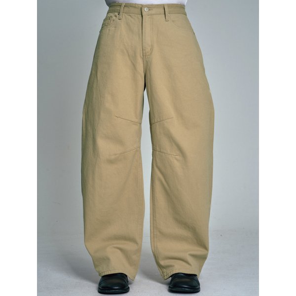Curved Barrel Pants_Beige