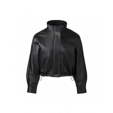 Italian nappa Lambskin High-neck short jumper_Black