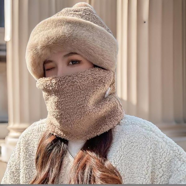 [옷자락] 여성 방한 뽀글이 모자 퍼 방울 캐주얼 넥워머