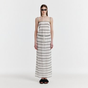 EENK YOZOO Jacquard Stripe Knit Dress - Ivory