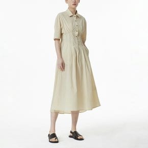 여 사각사각 반오픈 카라 버튼 원피스(BEIGE / NAVY)