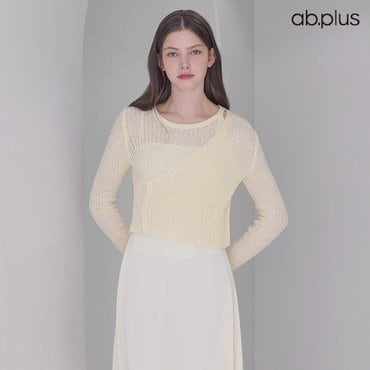 ab.f.z [ab.plus] 라운드넥 언발 랩스타일 긴팔 니트 (LSY2MW86A)