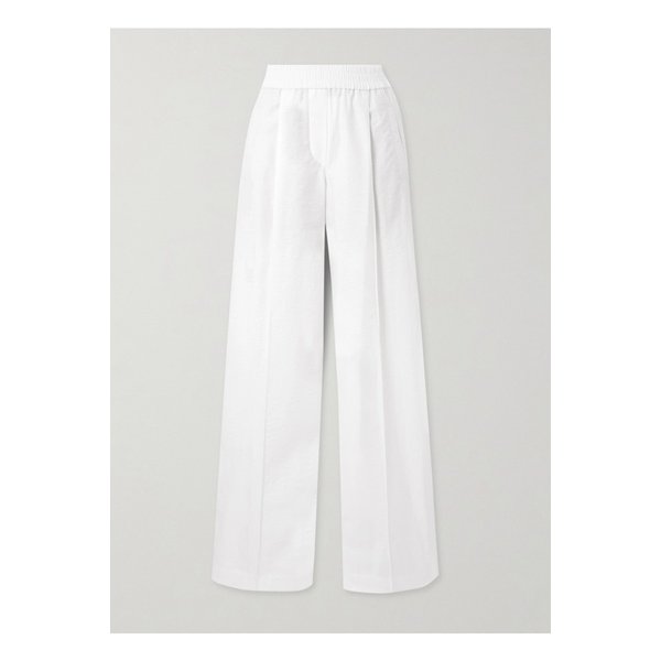 브루넬로쿠치넬리 플리츠 코튼 혼방 트윌 와이드 팬츠 화이트 1647597355301205