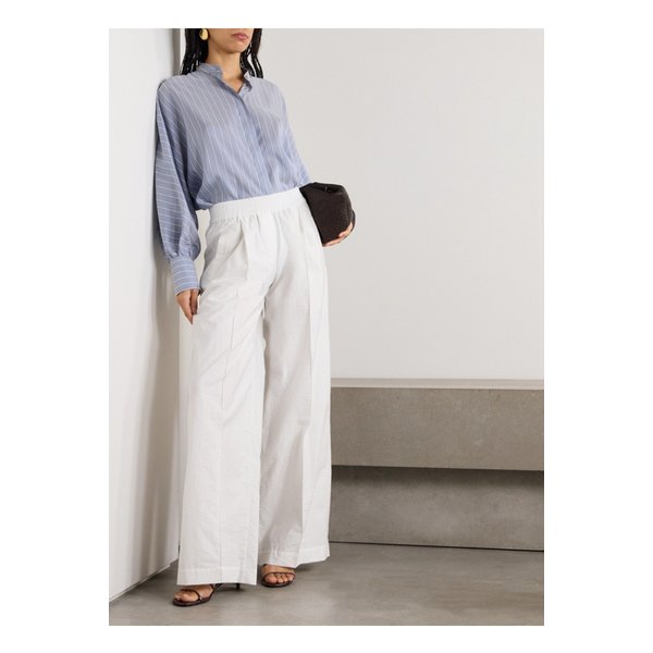 브루넬로쿠치넬리 플리츠 코튼 혼방 트윌 와이드 팬츠 화이트 1647597355301205