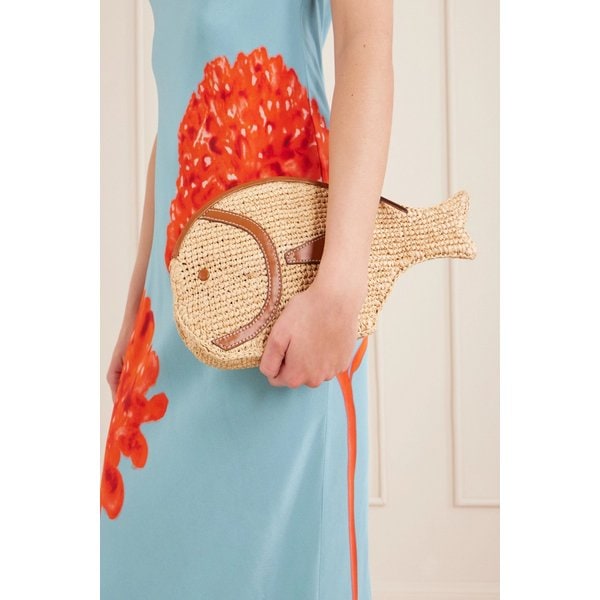 스타우드 가죽 트리밍 라피아 클러치 46376663163027478