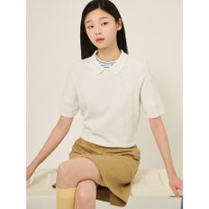 [빈폴솔솔니트] 코튼실크 칼라넥 홀가먼트 풀오버   아이보리 (BF5251C050)