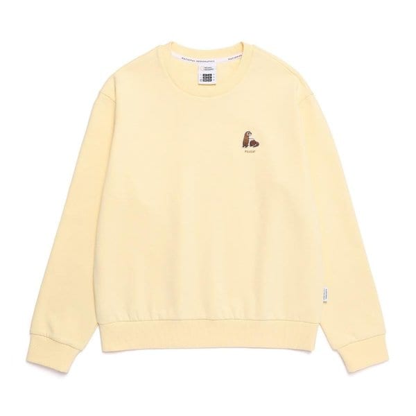 [여주점] N251WSW040 여성 동물와펜 세미오버핏 크롭 맨투맨 BUTTER