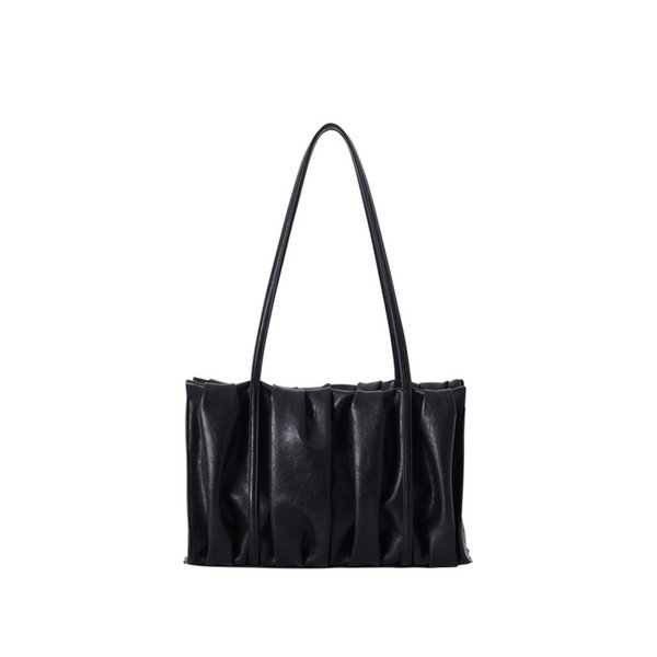 SHIRRING SQUARE SHOULDER BAG BLACK
