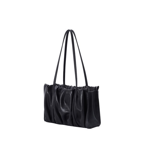SHIRRING SQUARE SHOULDER BAG BLACK