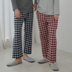 이딜타임 와이드 깅엄체크 선염기모 9부잠옷바지 AP9-211
