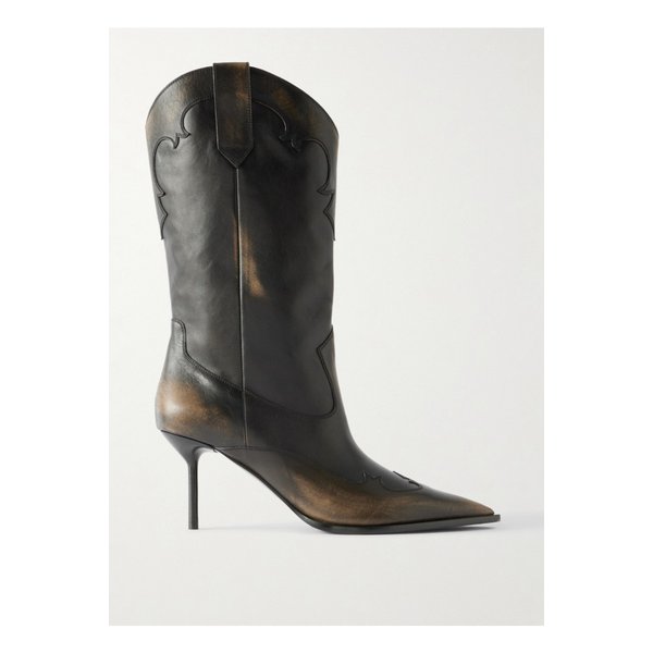 리디아 자수 가죽 앵클 부츠 46376663162896814