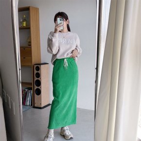 여성 벨로아 왕골지 추리닝 백슬릿 일자 롱스커트