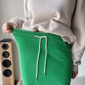여성 벨로아 왕골지 추리닝 백슬릿 일자 롱스커트