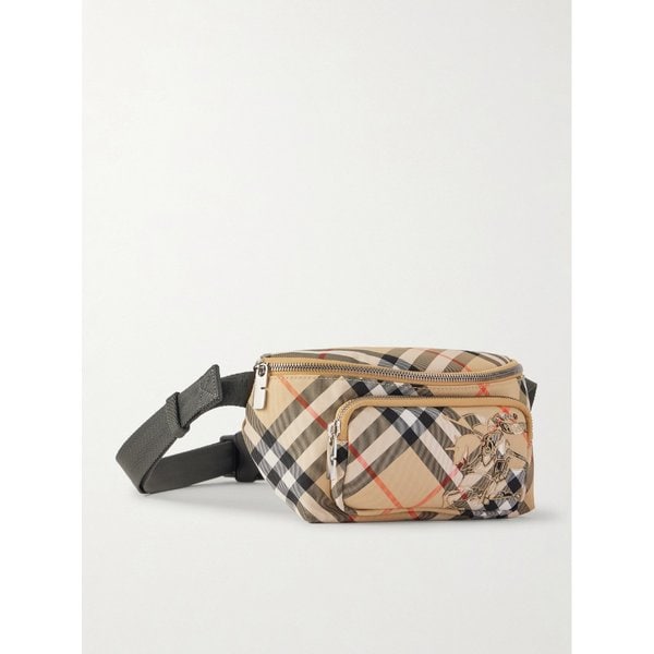 로고 아플리케드 체크 트윌 벨트 백 46376663162993550