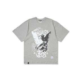 Angel Oversized Short Sleeves T-Shirts Black Gray