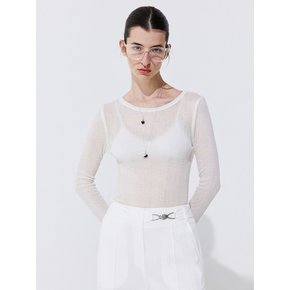 Sheer Neckline T-shirt_Ivory