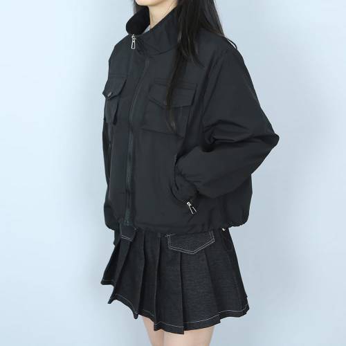 파라노말샵 / 크리미 투포켓 스트링 크롭 바람막이 자켓 (파라노말
