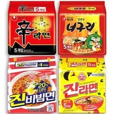 신라면 멀티1봉,너구리 매운맛1봉,진라면 매운맛1봉.진 비빔면1봉