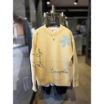 더블제이디 [시흥점] 데이지포인트 레터링 세미오버핏 니트(남여공용)/JGZZ51B03IV