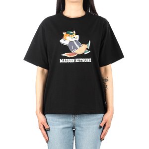 메종키츠네 23SS (KW00108KJ0008 BLACK) 여성 드레스드 폭스 반팔 티셔츠