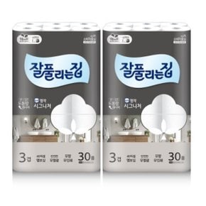 잘풀리는집 명작 시그니처 3겹 화장지 27M 30롤 x 2팩 (총60롤)