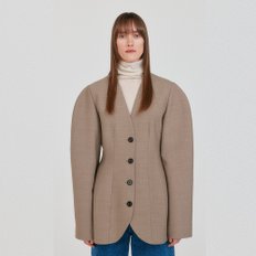 ZERO Oversized Shoulder Hourglass Jacket - Beige