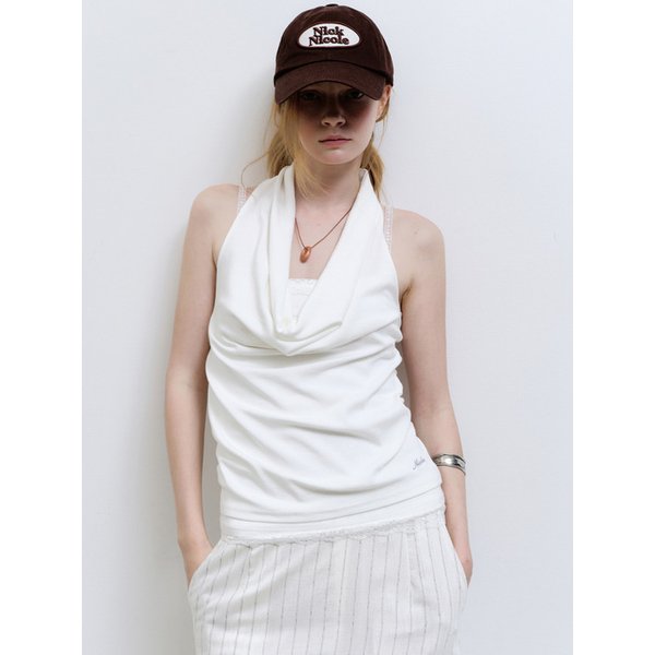 LAYERD DRAPE HALTER TOP_IVORY