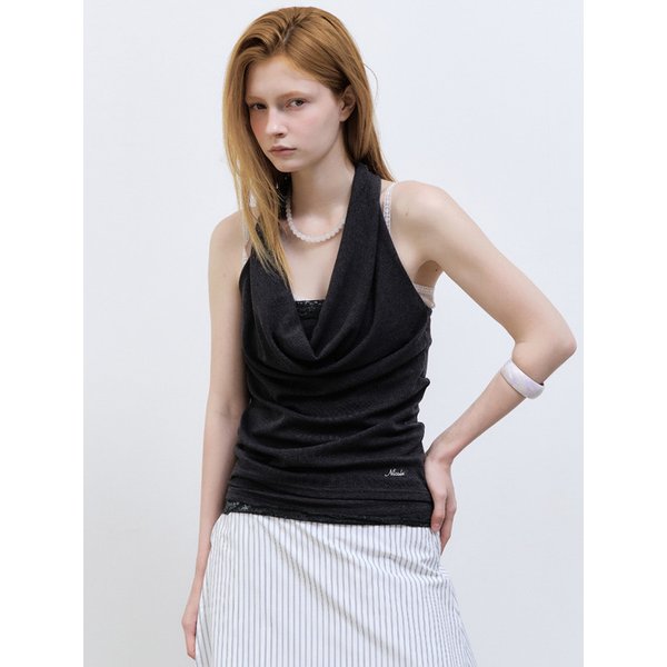 LAYERD DRAPE HALTER TOP_IVORY