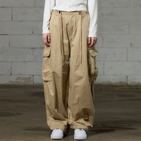 ARO WIDE CAGO PANTS / BEIGE